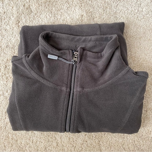 CALVIN KLEIN Ladies’ soft and shapely gray plush fleece quarter-zip pullover L - Picture 3 of 12